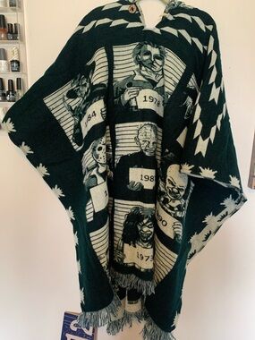 Green Graphic Poncho Sweater - Men